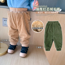 AXiaoxuan Boy Clothing Winter New Mens Baby Light Core Suede Gush Casual Pants Children Keep Warm 100 Hitch Trousers