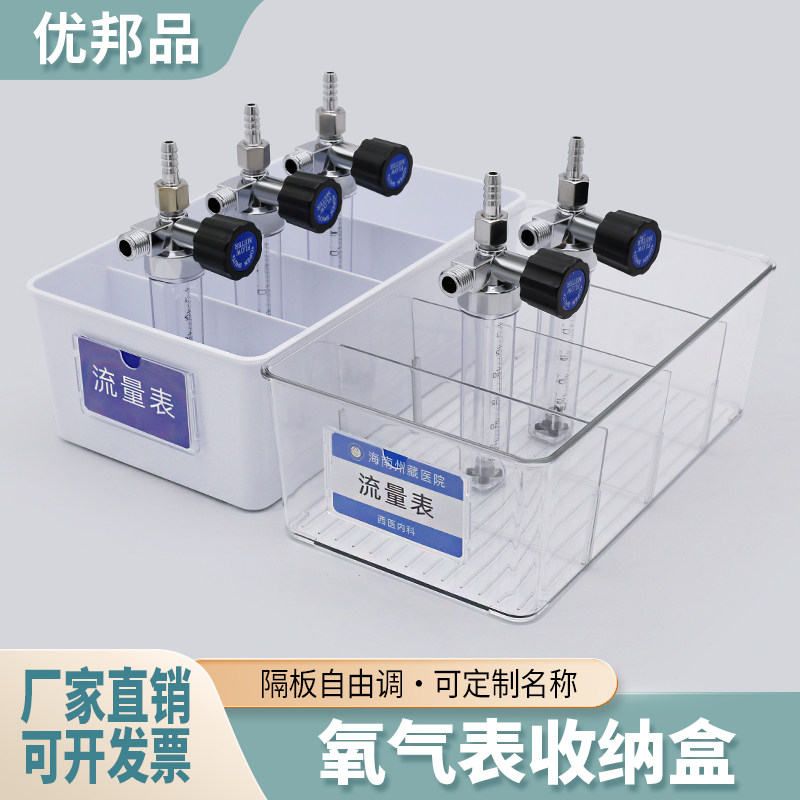 氧气表收纳盒流量表医用分格盒透明输液框医院6s管理摆药盒分隔盒