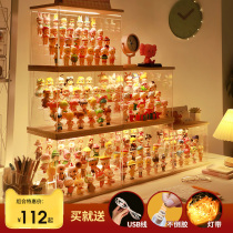 Blind box storage box with light wooden scene large hand-held Display stand transparent dustproof doll finishing display baby Cabinet