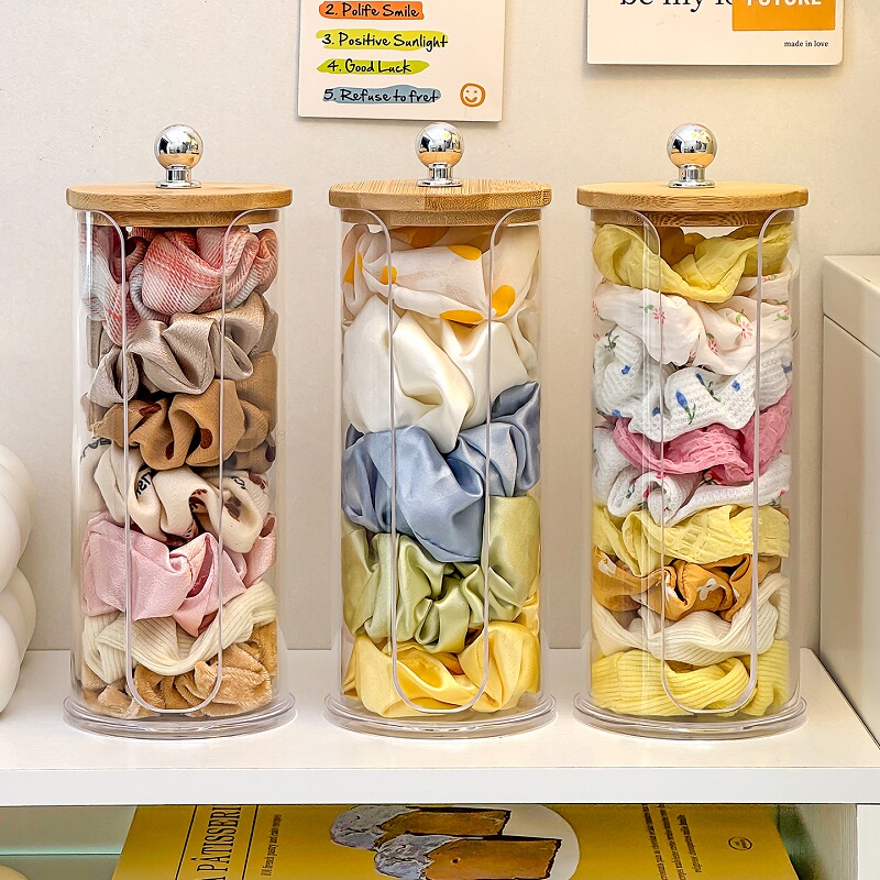 Dust-Proof Hair Tie Organizer, Large Hair Tie Storage Rack, Pull-Out Hair Rope Display Stand, Bathroom Hair Tie and Hair Accessory Holder