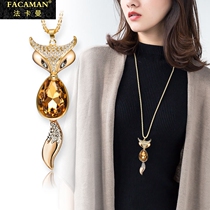 Fakaman Fox sweater chain 2021 new long simple Net red with pendant necklace female niche design
