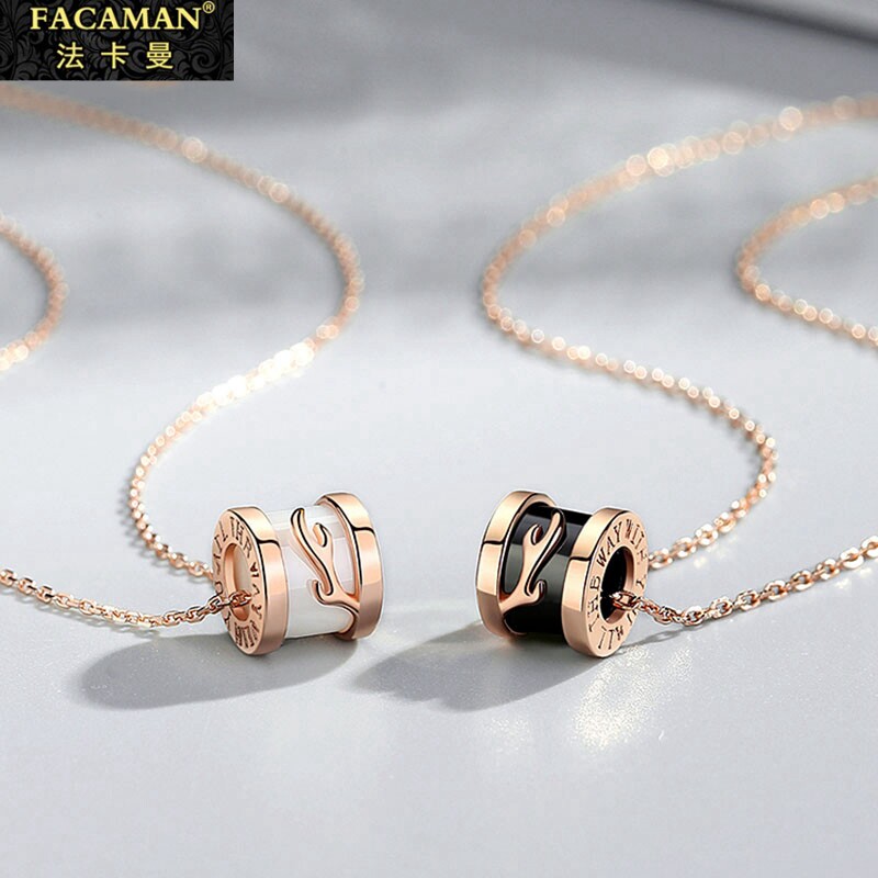Fakaman all the way The deer have your pure silver necklace female ceramic collarbone chain 2021 new light lavish little crowdsourced design