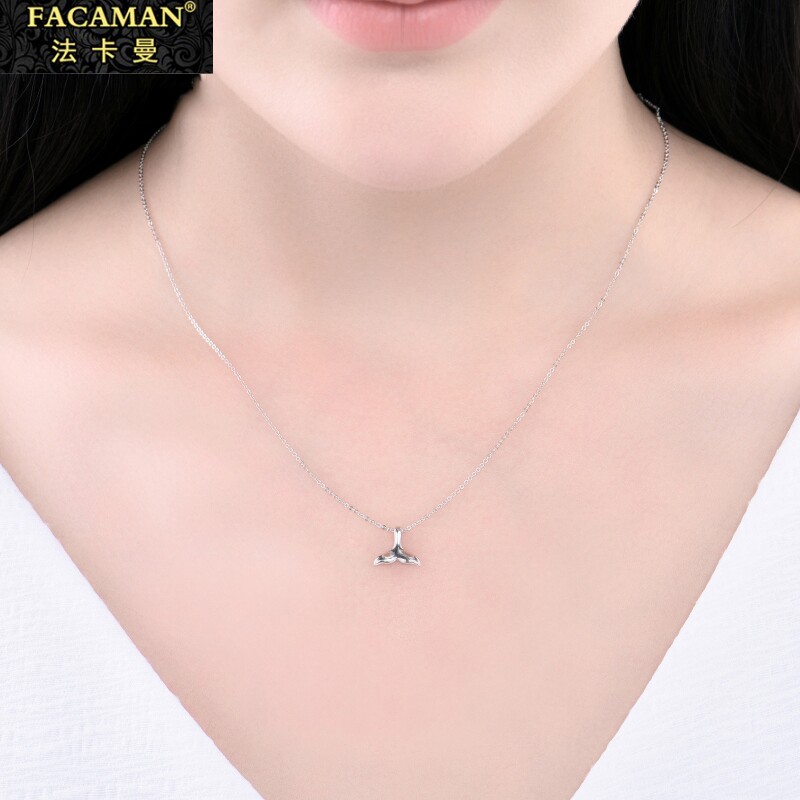 Fakaman Platinum Gold Necklace Woman Fish Tail Pendant Flash O Lock Bone Chain Small Crowd Design Sens Lukewarm Senior Sensation