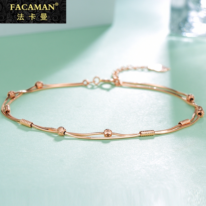 Fakaman 18k Gold Snake Bone Handmade Woman Han Edition Brief Personality Rose Gold Jewelry Lukewarm People Festival Gift