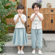 Primary school uniforms for summer clothing suit for men and women The new Chinese Wind Han clothes ancient clothes and autumn clothes for children to perform