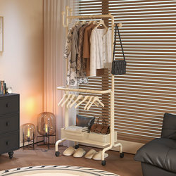 Freestanding Clothes Rack, Household Coat Rack, Wrought Iron Movable Clothes Rack, Floor-Standing Bedroom Bedside Clothes Rack