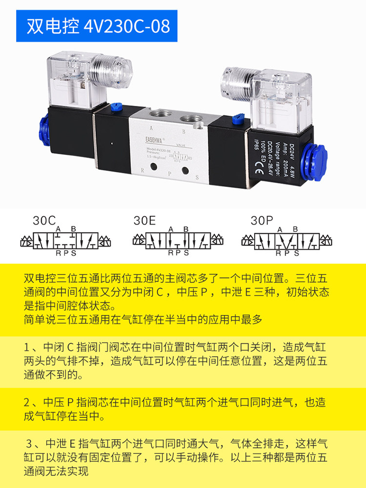 332-B-DC24V、453-B-AC220V气压操控电磁阀