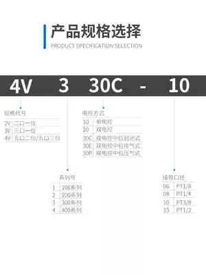 Electromagnetic control valve 4V330C E P-08 double-headed double-cut 220V electronic valve 24V three-position five-way pneumatic valve