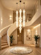 Wabi-Sabi Style Duplex Staircase Chandelier, Japanese Nordic Style Homestay Open-Air Living Room Lamp, Retro Cream Style Silk Lighting Fixtures