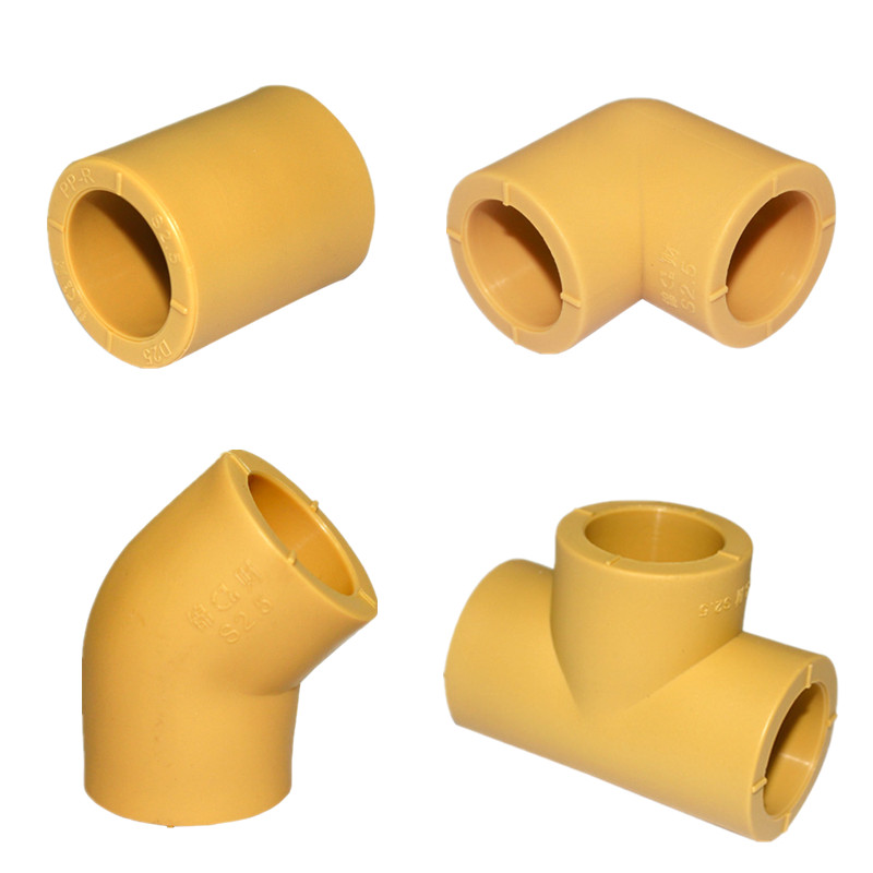 PPR Jincai Water Pipe Material Fittings Yellow Hot Melt Direct Bundle PPR Fittings External Elbow Tee
