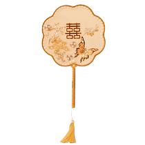Bridal fan champagne color new Chinese retro handmade wedding fan Xiuhe wedding high-end face-covering fan finished product