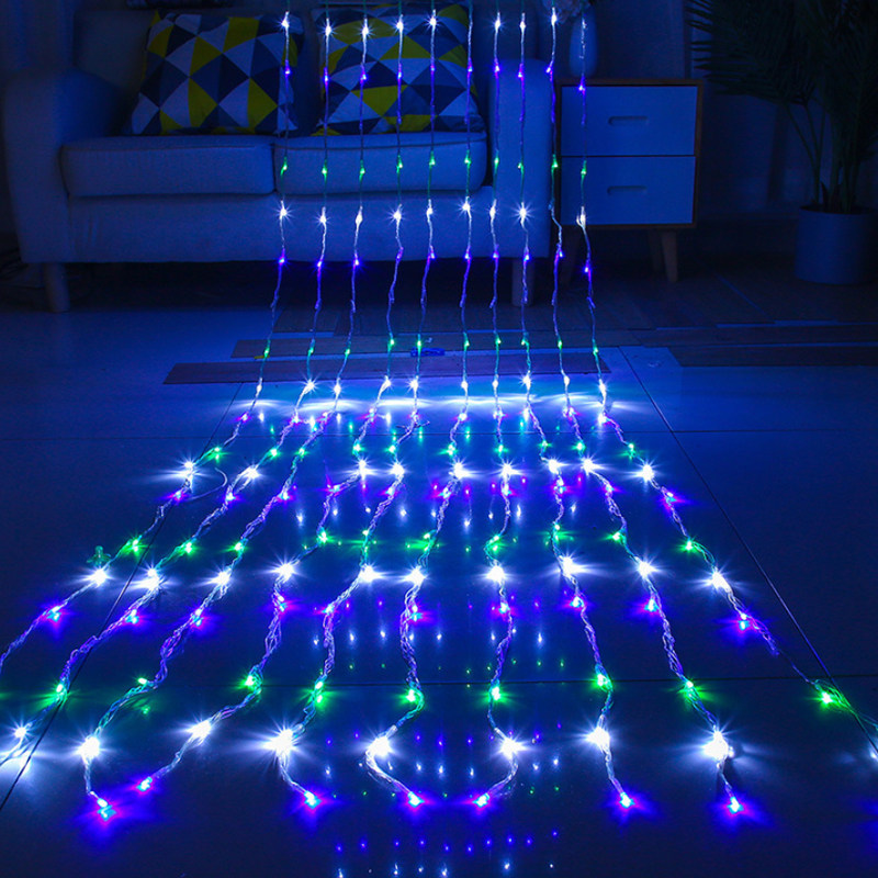 Outdoor waterproof water waterfall lights string horse racing stars lights arrangement curtain lights New Year Chinese New Year balcony decoration lights