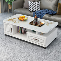 Round corner coffee table table living room home simple modern small apartment flower table tea table glass table TV cabinet combination