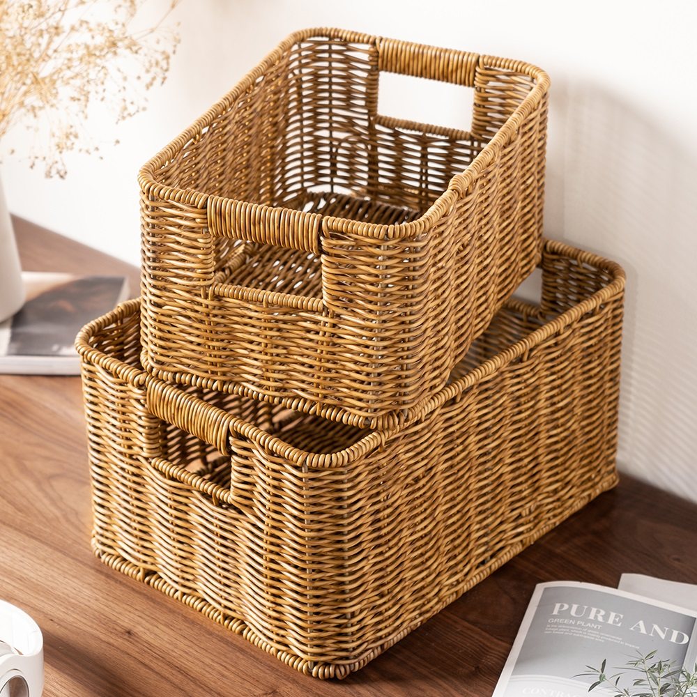 Storage basket imitation rattan storage basket Japanese-style minimalist desktop snack woven storage basket sundries finishing basket storage basket