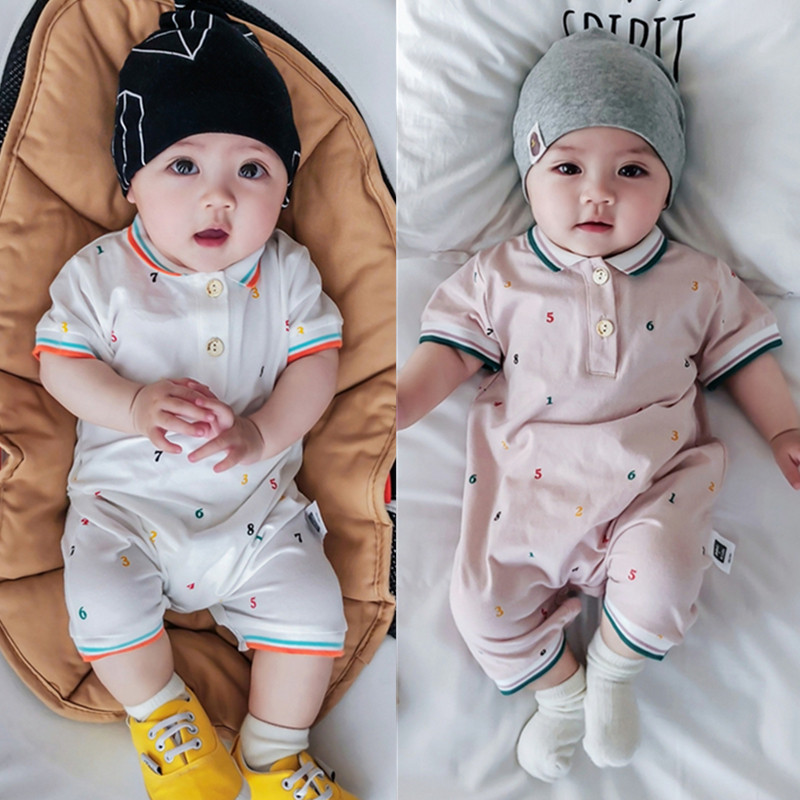 British next kid new baby jumpsuit summer baby short-sleeved climbing clothes newborn rompers going out clothes tide