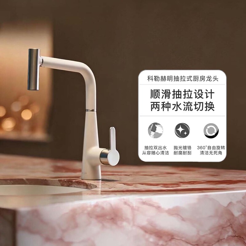 Kohler Kitchen Sink Faucet with Pull-Out, Rotatable Multi-Angle Water Outlet, Model 39419t