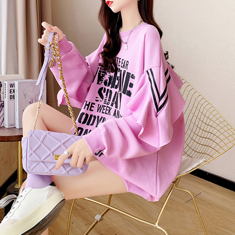 Maternity tops autumn thin letters thick cotton T women's 2021 new loose fashion spicy Korean version cotton long version large size