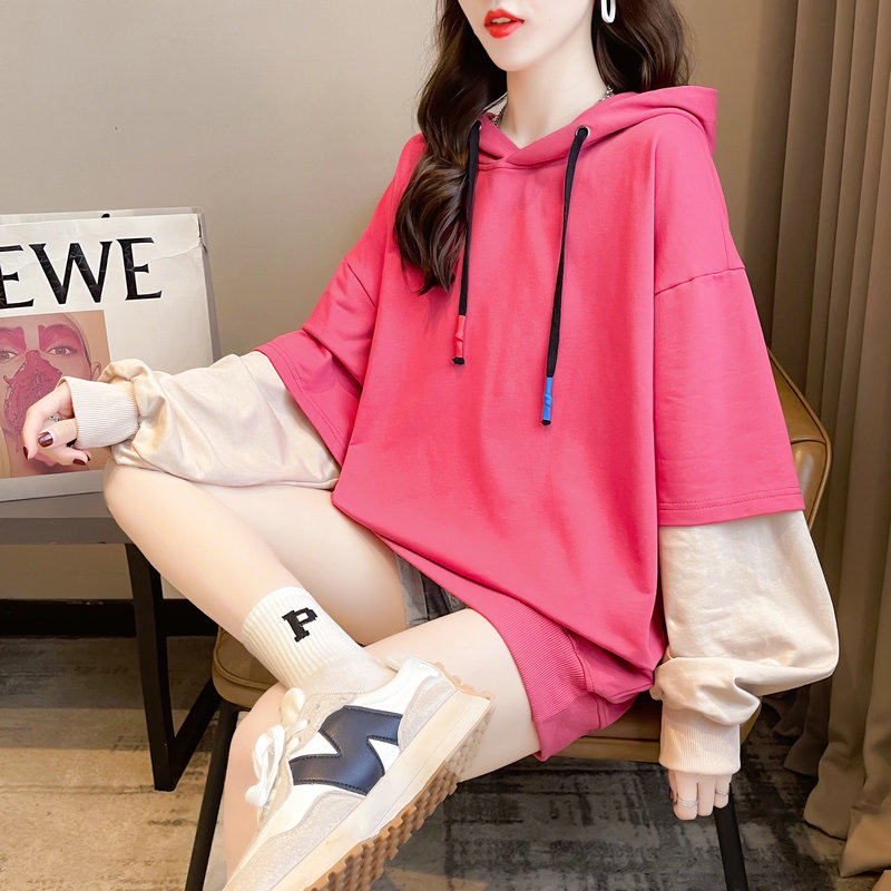 Pregnancy women's clothing fall new fashion 100 hitchhiking two loose blouses Korean version casual big size for the long version of the necropolis