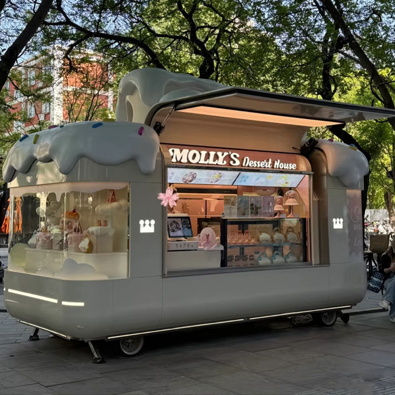 Multifunctional Trendy Cloud Warehouse Flying Wing Door Food Truck Commercial Restaurant Mobile Milk Tea Coffee Cart Tourist Area Snack Vending Cart