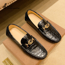 Mens casual leather shoes Europe Station Luxury bean shoes Mens leather 2022 New mens wave 100 hitch business mens shoes