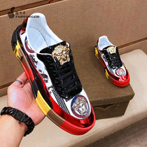 Medusa Board Shoes Mens Korean Version Trend Plus Suede European Station Luxury Men Shoes Genuine Leather Fashion Casual Printed Shoes