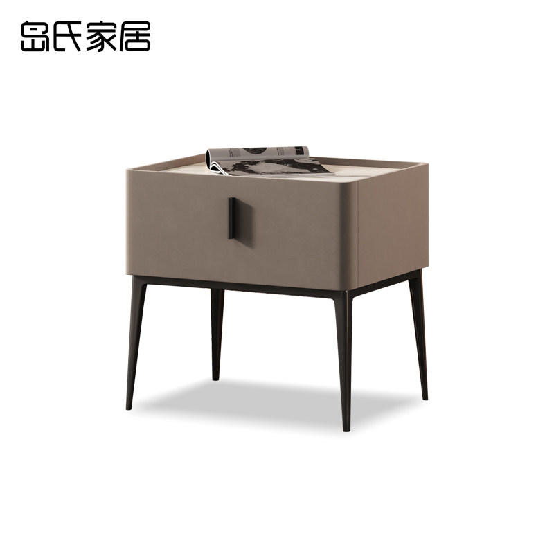 Small apartment bedroom bedside table mini minimalist bedside table simple modern Italian light luxury solid wood bedside table slate