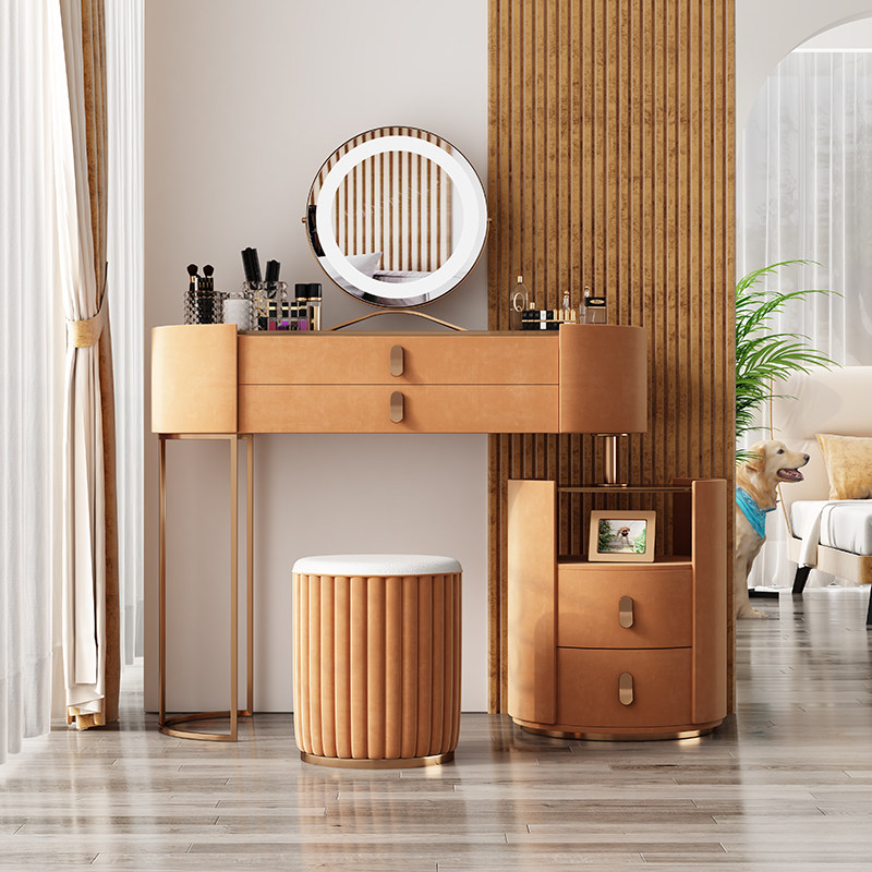 Shima's light luxury board makeup cabinet small apartment makeup cabinet modern simple style bedroom storage cabinet integrated makeup table