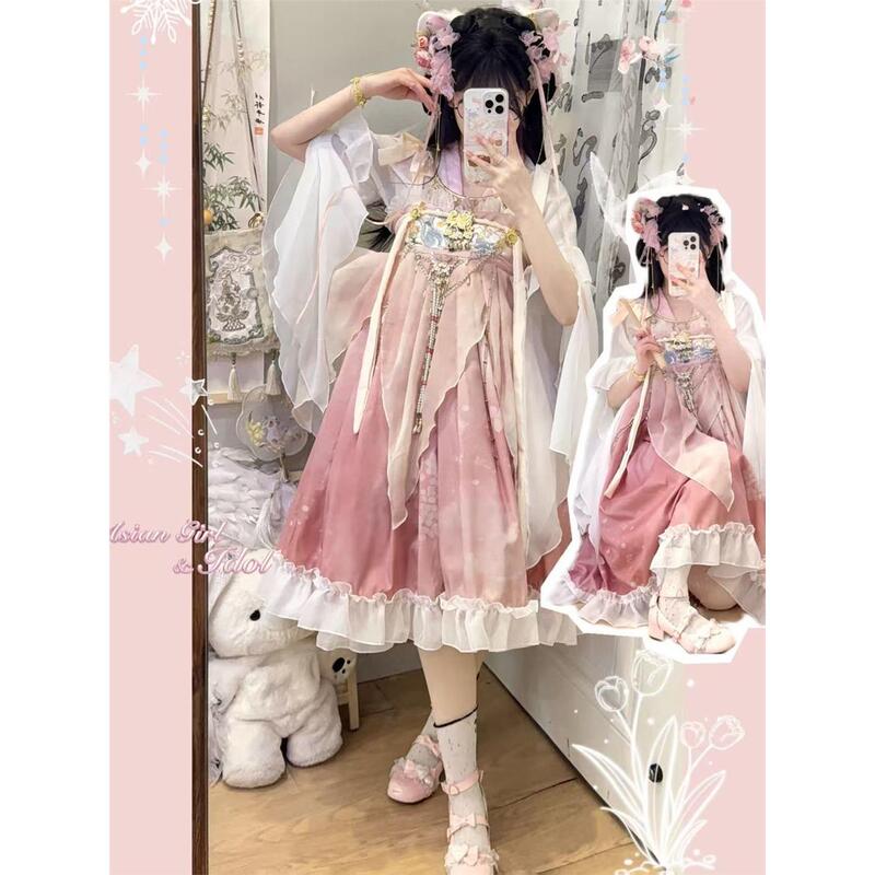 Qingyuehe [Si Jin] Original Hanfu for Women, Tang-Style Qi Xiong Ruqun, Ultra-Fairy Han Elements Embroidered Set, Spring and Summer Style