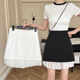 2024 new white hip-covering A-line short skirt
