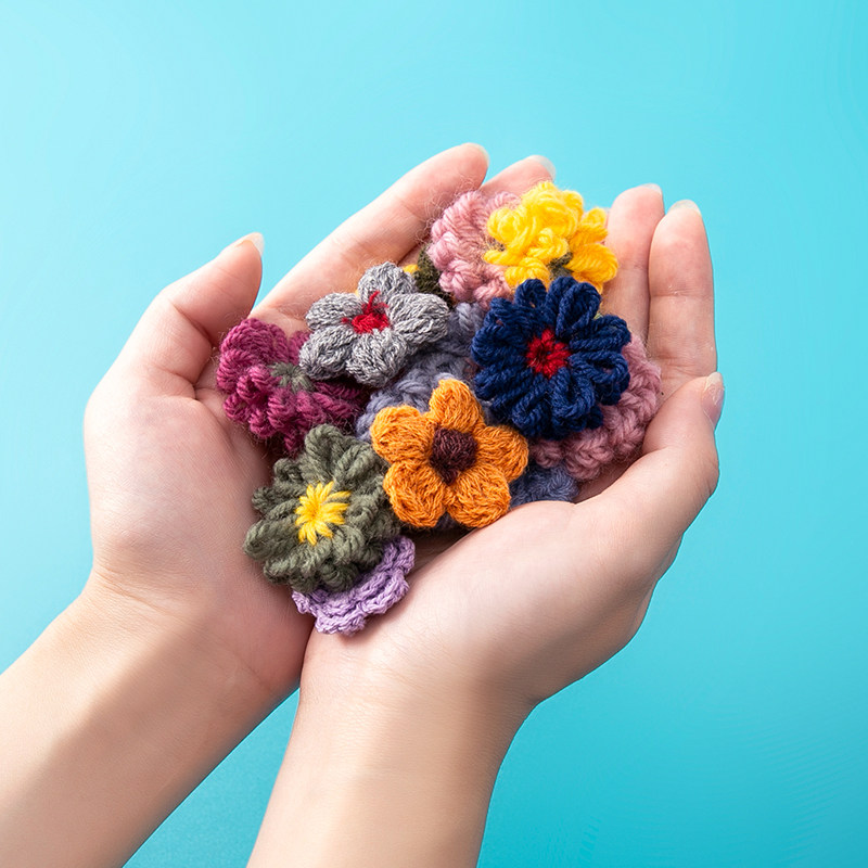 Color sweater scarves bag stuffed wool with small floral flowers handmade diy hair adorned with brooch children cute accessories accessories
