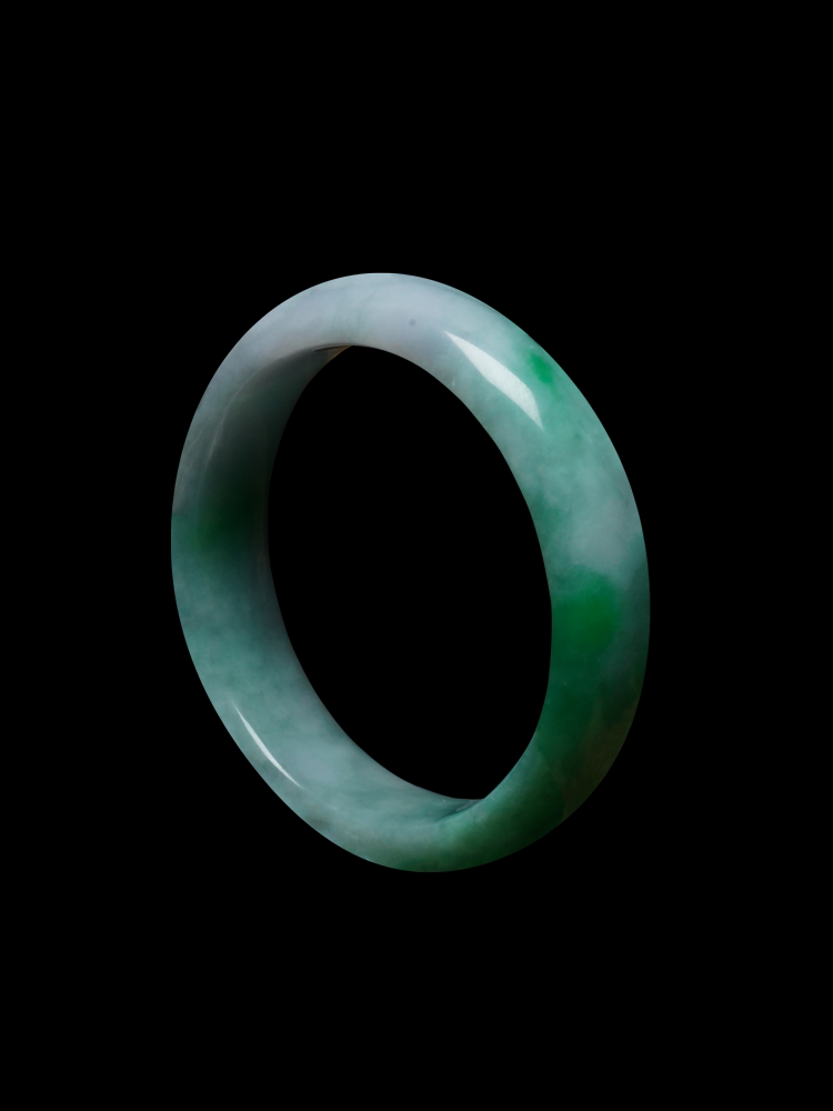 Natural Jadeite Bracelet Round Bar Sungreen Ice Waxy Natural Jade Belt Certificate Female Models