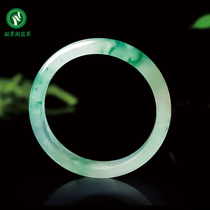 Ningcui Pavilion Burmese natural jadeite round bar bracelet high ice species jade female source A blue water jade bracelet certificate