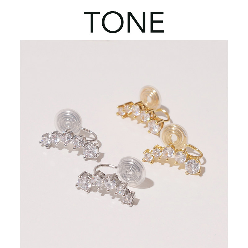 TONE ultra-shiny zircon inlaid with ear clip Mosquito Incense Disc High Level Sensation Minimalist with a small crowd trendy and no earbugless