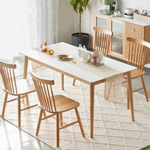 Matte rock plate table fireproof high temperature resistant light lavish Nordic marble veins table and chairs suit rectangular 4 people 6 people table