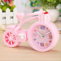 Modern electronic bedside mini battery alarm clock cartoon bicycle childrens junior high school girl cute small