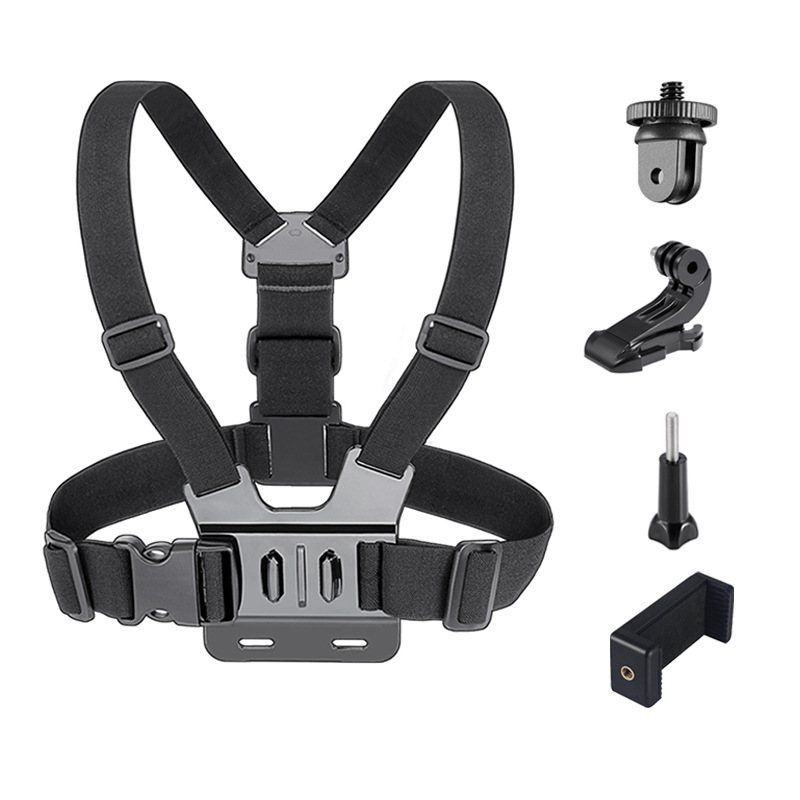 Action camera double shoulder chest strap mobile phone line clip long screw J-shaped seat 1 4 screw adapter 5 in 1 set