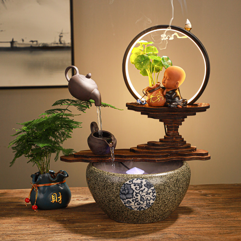 Creative suspension Chinese pipeline pot reverse fragrance pot pot open seamless fish tank opening gift lamp ring