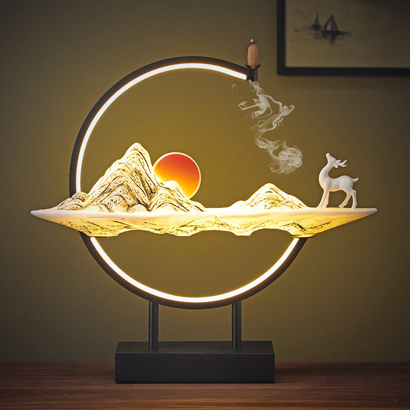 Creative backflow incense burner Zen new Chinese porch home indoor office desktop decoration lamp ring decoration