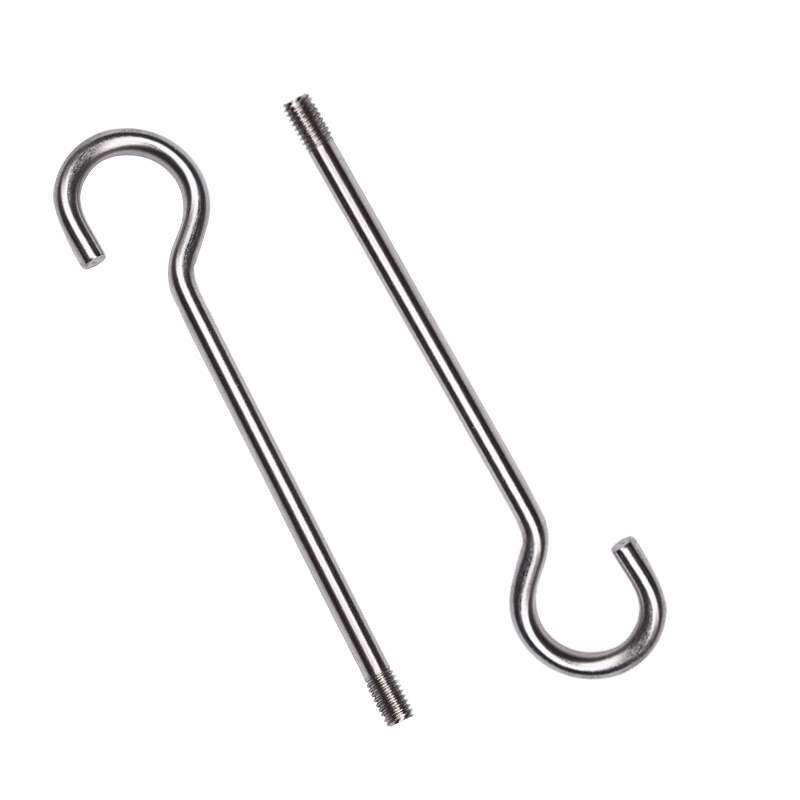 Stainless steel 201 sheep's eye screw hook question mark bending hook open hook hook hook hoop with ring ring bolt machine teeth