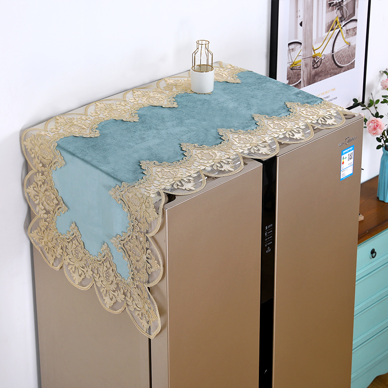 European style embroidery refrigerator cover protective cover cover pastoral cover double door refrigerator cover lace dust cover