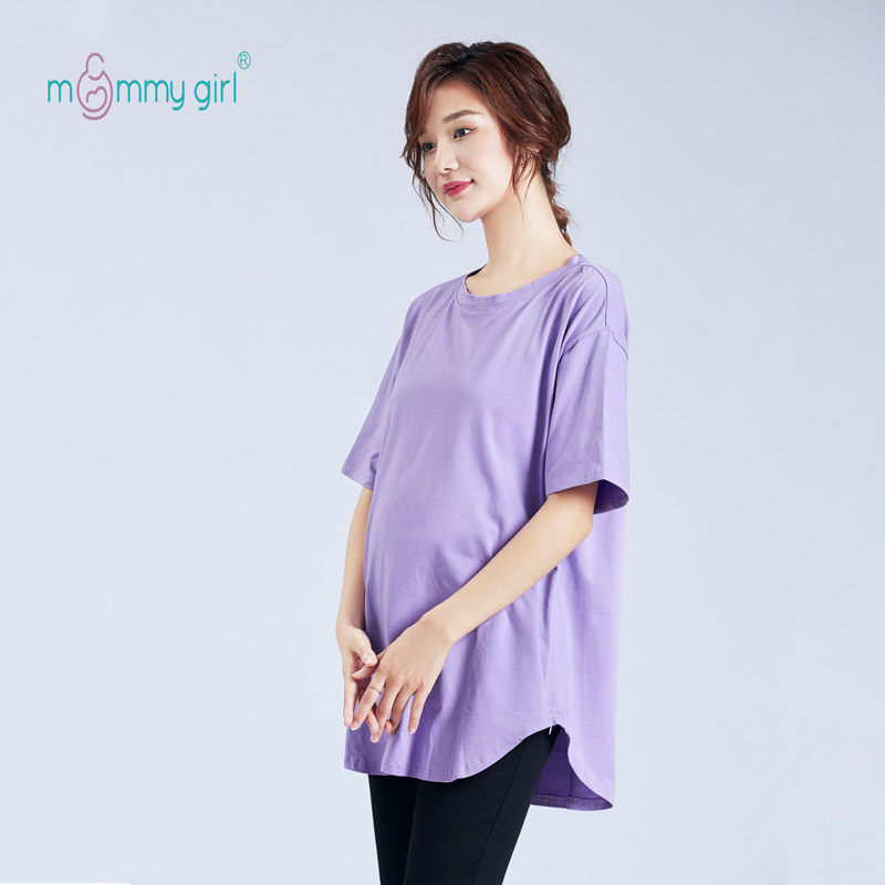 Maternity Wear Summer Fashion Casual Outing Short Sleeve T-Shirt Large Size Loose Thin Section Mid-Length Top