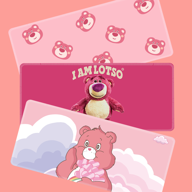 Pink Strawberry Bear Slip Rat Cushion Super Large Cute Cartoon Teenage Girl Hearts Cartoon secondary Yuan customizable Thickened Creativity Fresh and Dirty Students Lock Side Office Laptop Keyboard Desk Soft Mat