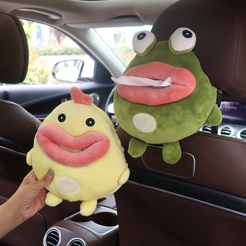 Car Seat Back Tissue Box Creative Hanging Seat Tissue Box Cute Cartoon Tissue Bag Car Interior Decoration Supplies for Women