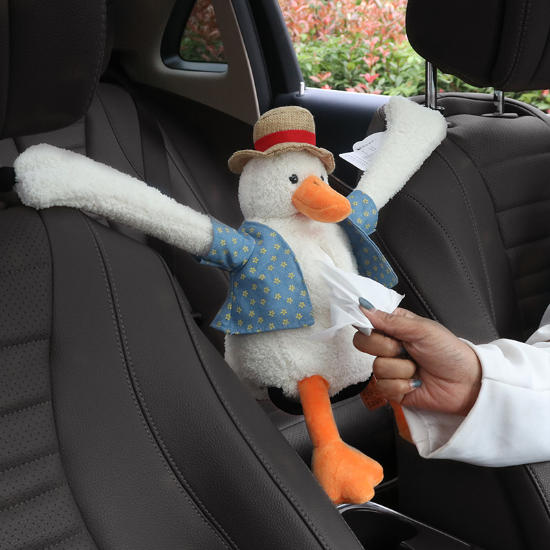 Creative On-board Drawing Cardboard Boxes Petrol Towels Box Cute Mesh Red Ducks on car towels Hanging Armrest Box-Taobao