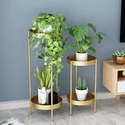Fancy indoor multi-level floor-standing living room balcony shelf indoor gold Ge Gulan household hanger flower pot stand