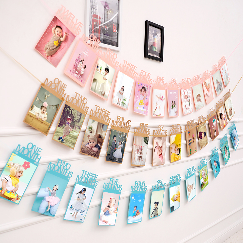 Baby Age Placement Birthday Laura Flag Photo Photo Photo Frame Banner Adult Birthday Party Decoration Placement