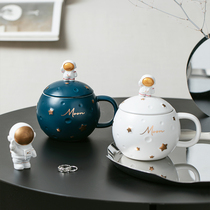 Mark cup with cover girls office Water glass creative lovers Coffee cup Sub-ceramic Drink cup Home Cereal Cup