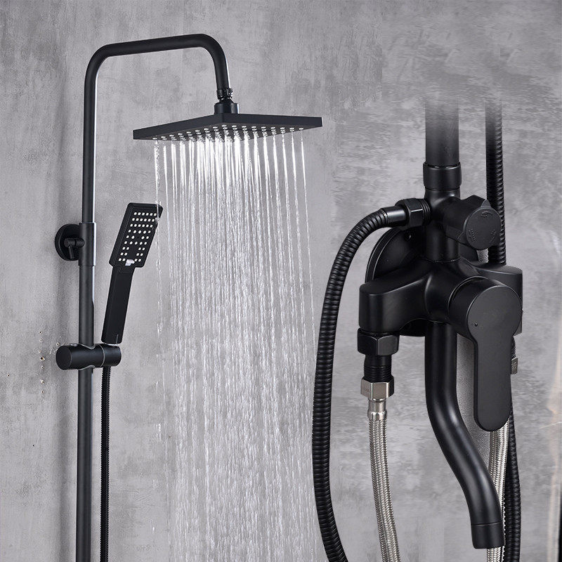 Experience shower shower with black frosted faucet bathroom tube supercharged rain nozzle household