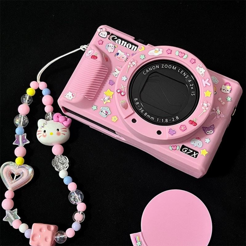 Canon Camera G7X3 Protective Case Silicone Anti-Knock Protective Cover Kitty Polaroid Ccd Camera Lanyard as a Gift
