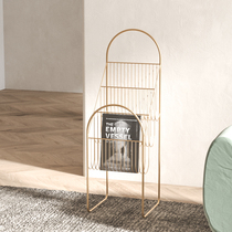 Nordic iron newspaper rack magazine book storage rack newspaper rack storage rack floor-standing living room bookshelf picture book rack